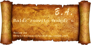Balázsovits András névjegykártya
