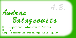 andras balazsovits business card
