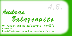 andras balazsovits business card